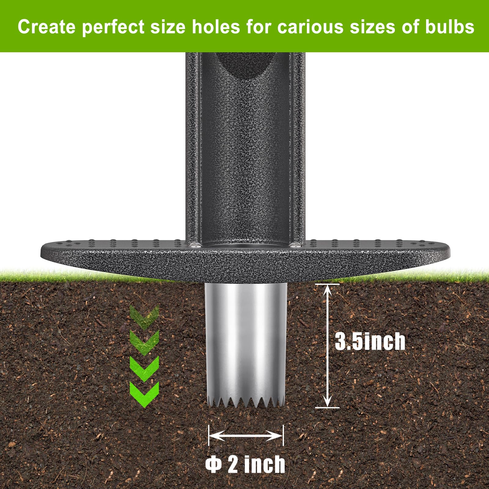 Dolibest Herramienta para sembrar bulbos con Agarre de Goma Suave, Herramienta de Relleno de césped con Sierras afiladas de Acero Inoxidable, Enchufe de césped premontado con diseño de Descarga