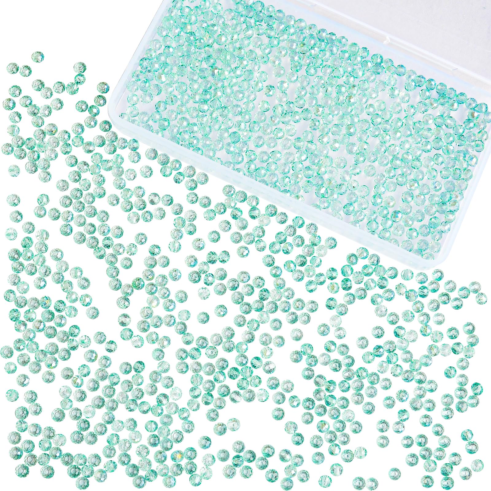 Laopottbeads 1200Pcs 4mm Crystal Glass Beads for Jewelry Making Beads for Bracelets Necklace Pendants Making Supplies(Light Blue Green) โ image 1