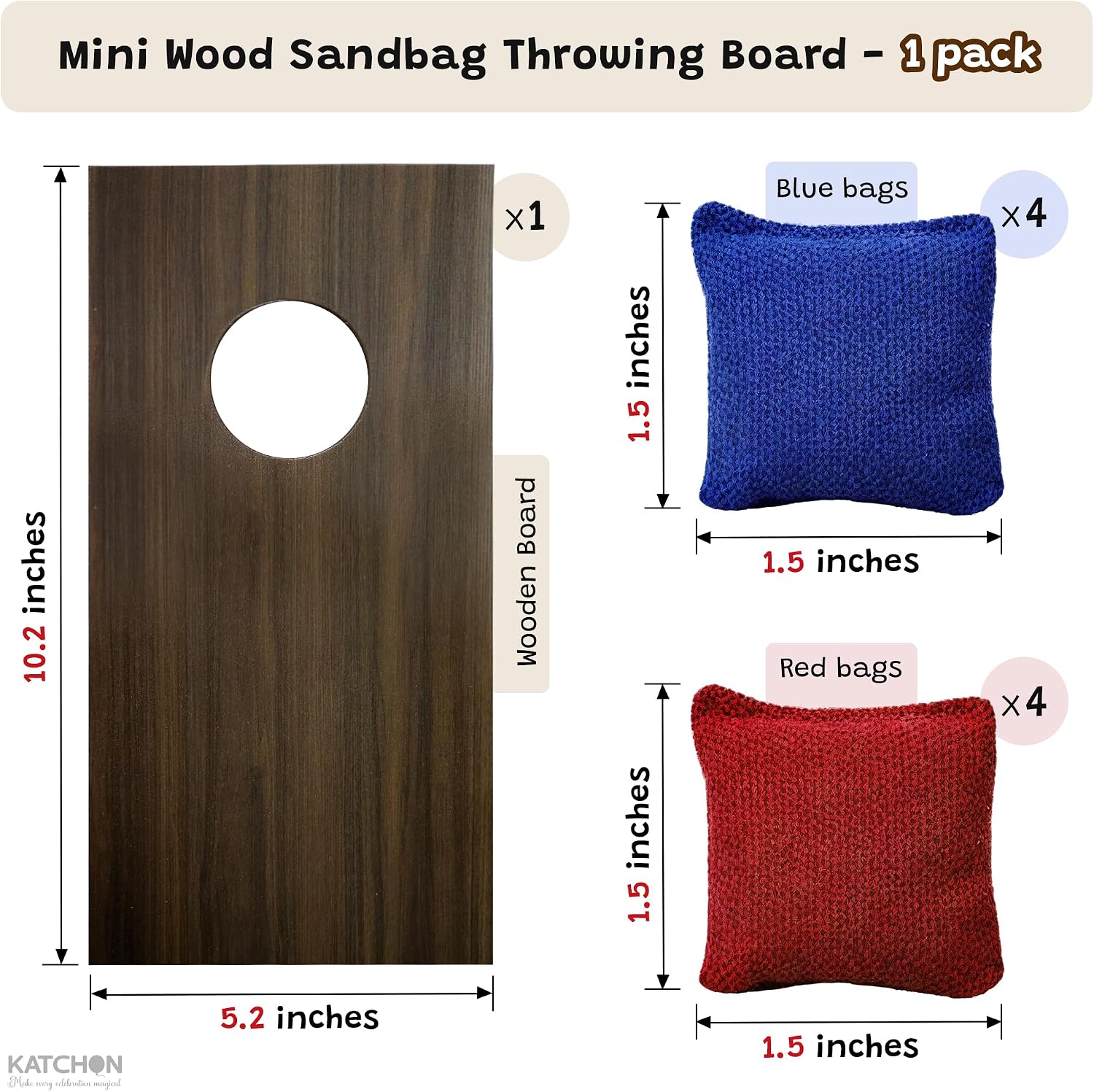 KatchOn 2Pcs Mini Tabletop Cornhole Set with Bean Bags, Travel Game (13+) | Wooden Desktop with 8 Bean Bags, Portable Travel Cornhole Board Set for Home, Friends Game Night and Party Favors