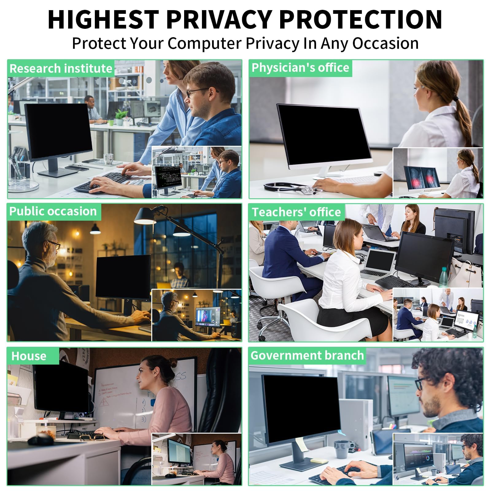Protector de pantalla para Computadora de Escritorio de 27 Pulgadas con Relación de Aspecto 16:9, Anti Luz Azul y Antideslumbrante, Filtro de Privacidad de Rápida Fijación