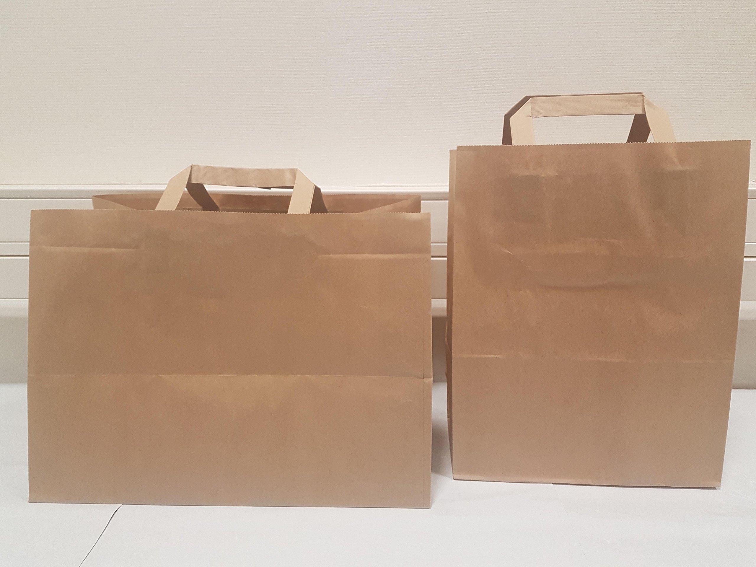 50 Sacs Repas à Emporter en Papier 11 Litres - Doggy Bag Avec Poignée Compatible Alimentaire à Fond Plat Solide Pour Restaurant, Déjeuner, Goûter, Déchet de Table