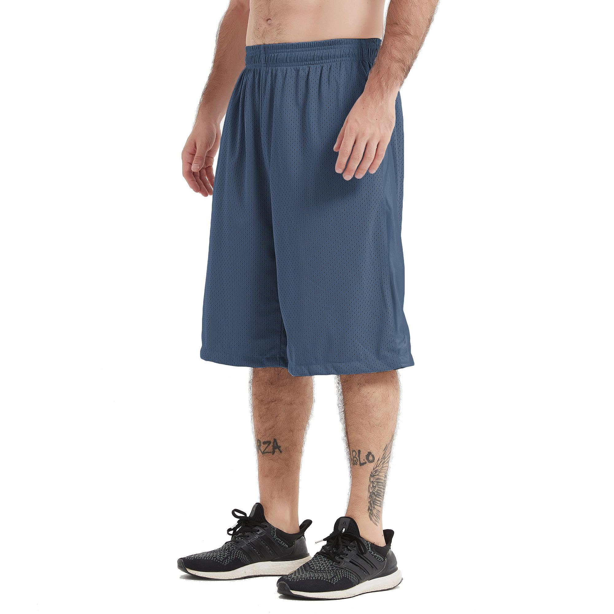 HQUEC Men's 12" Athletic Shorts Long Basketball Workout Shorts Below Knee Loose-Fit with Pockets