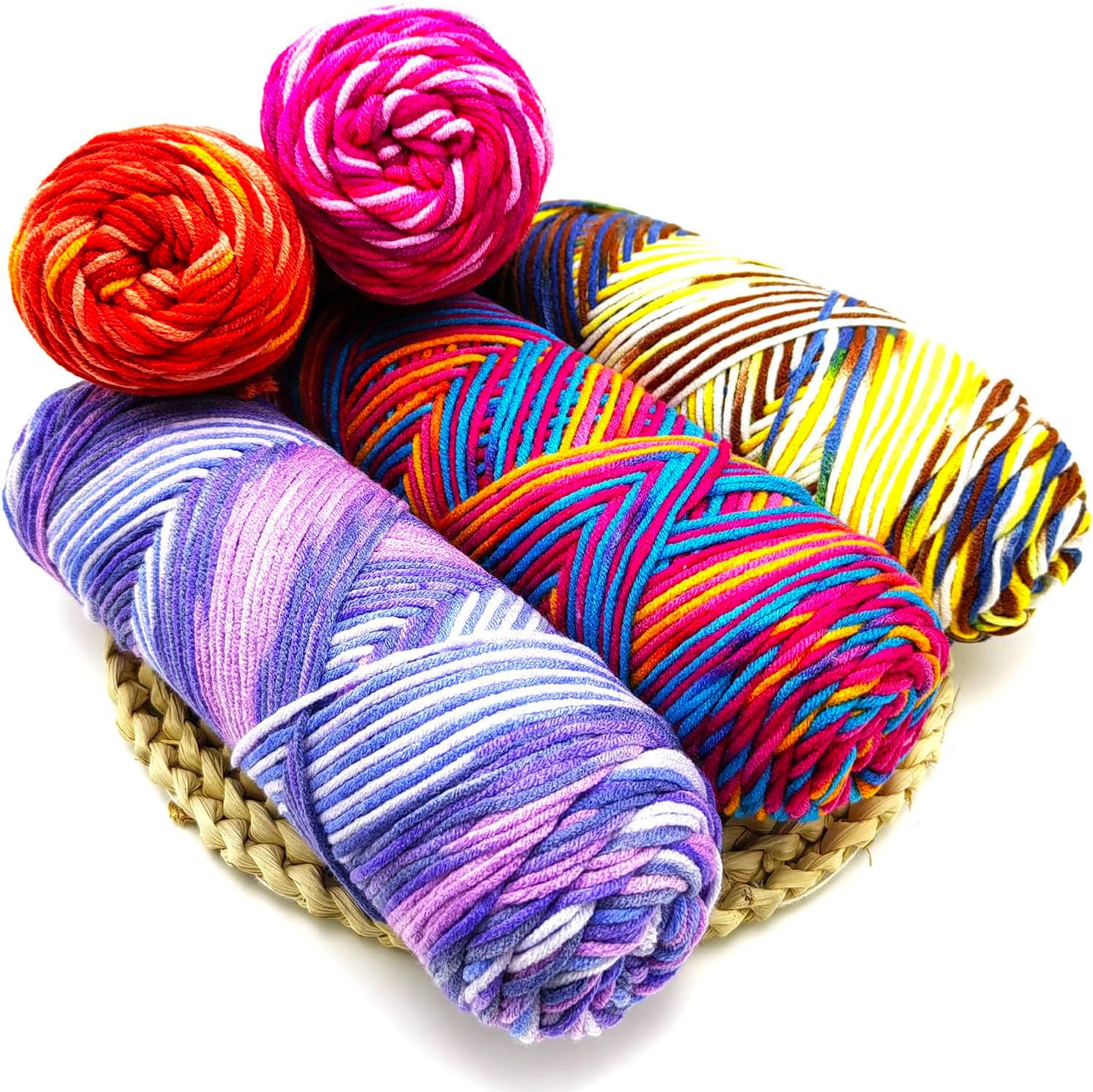 5-Ply Variegated Yarn 200g/2pcs, 100% Acrylic, DK Weight 2.5mm, Soft & Cozy Vibrant Gradient Colors for Knitting & Crocheting Sweaters, Scarves, Shawls, Hats (5#Orange Powder)