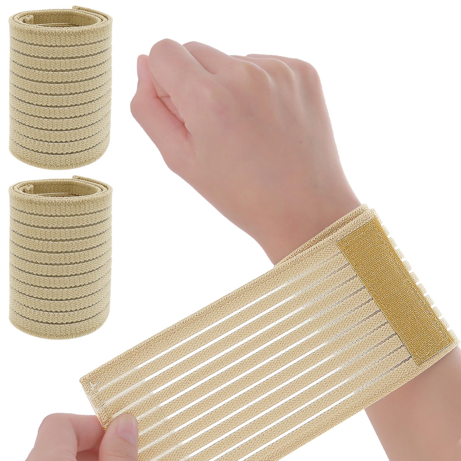 2 Pack Wrist Brace Support for Carpal Tunnel Breathable Self-Adhesive Compression Wrist Wrap Hand Splint for Men Women