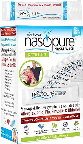 Dr Hanas Nasopure TheNicer Neti Pot  Paquetes de sal tamponada  Alivio de alergias y congestiones lavado nasal NASO003 1