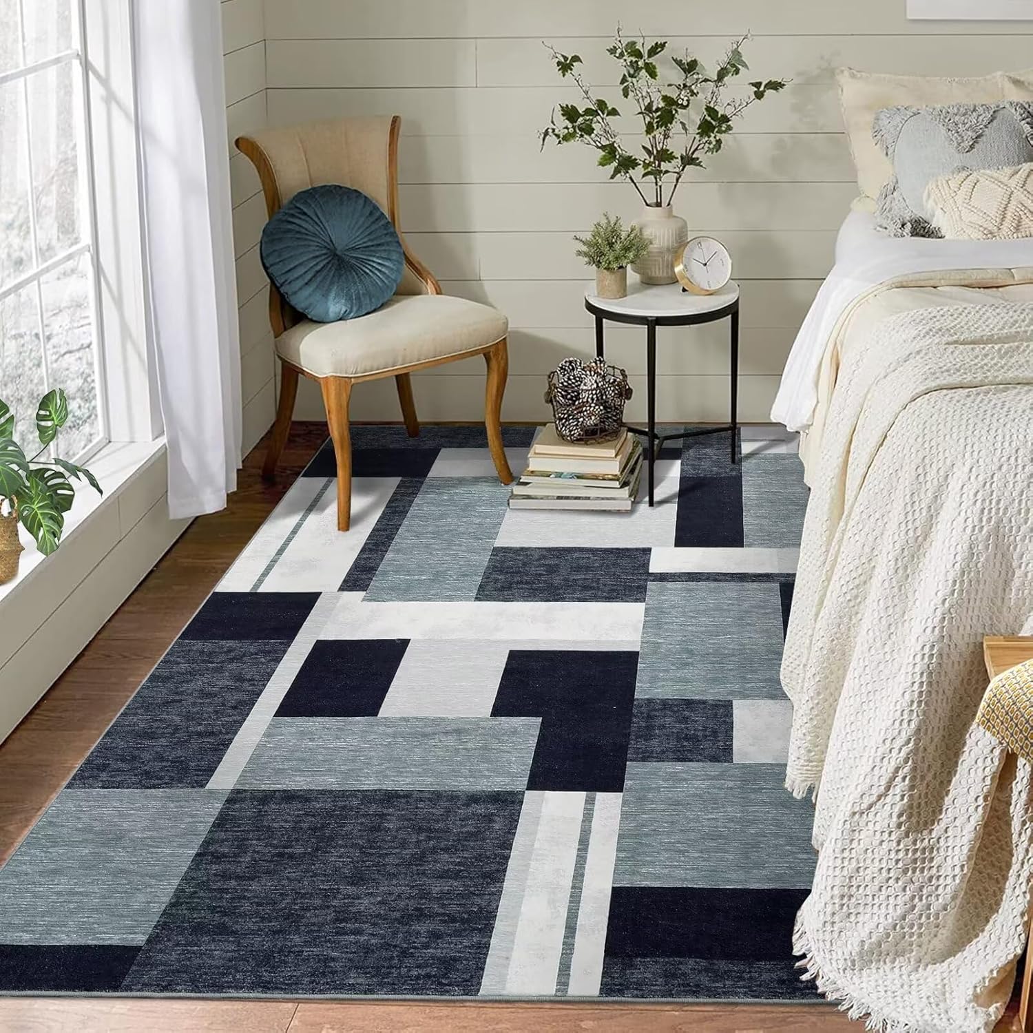 FairOnly Area Rugs 9x12 Living Room Large Machine Washable Rug with Non-Slip Backing Stain Resistant Soft Geometric Moroccan Carpet for Bedroom Dining Nursery Room Home Office, Grey 9' x 12' (Rectangular) Grey