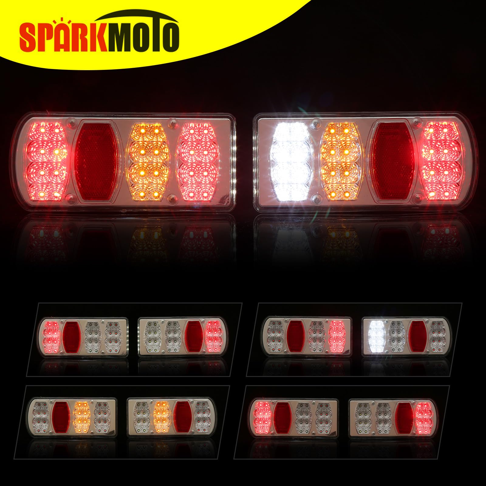 Feux de Remorque Led 12V 24V Avec Faisceau 13 Broches 5.5M Câblé Avec Connecteur Baïonnette 5 Broches,Kit Feux Arrière Éclairage Remorque 13 Broches