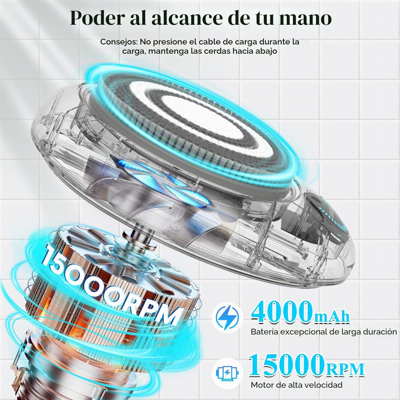 Cepillo eléctrico para la espalda para ducha, cepillo exfoliante montado en la pared, limpiador corporal automático manos libres, IPX7 resistente al agua, ajuste de 3 velocidades, 3 cabezales