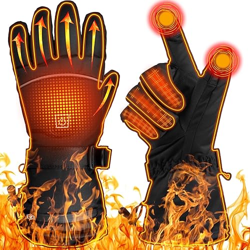 Miniatura 8 de Guantes térmicos para hombres y mujeres, guantes de calefacción eléctrica recargables de invierno con batería de 6000 mAh, impermeables para
