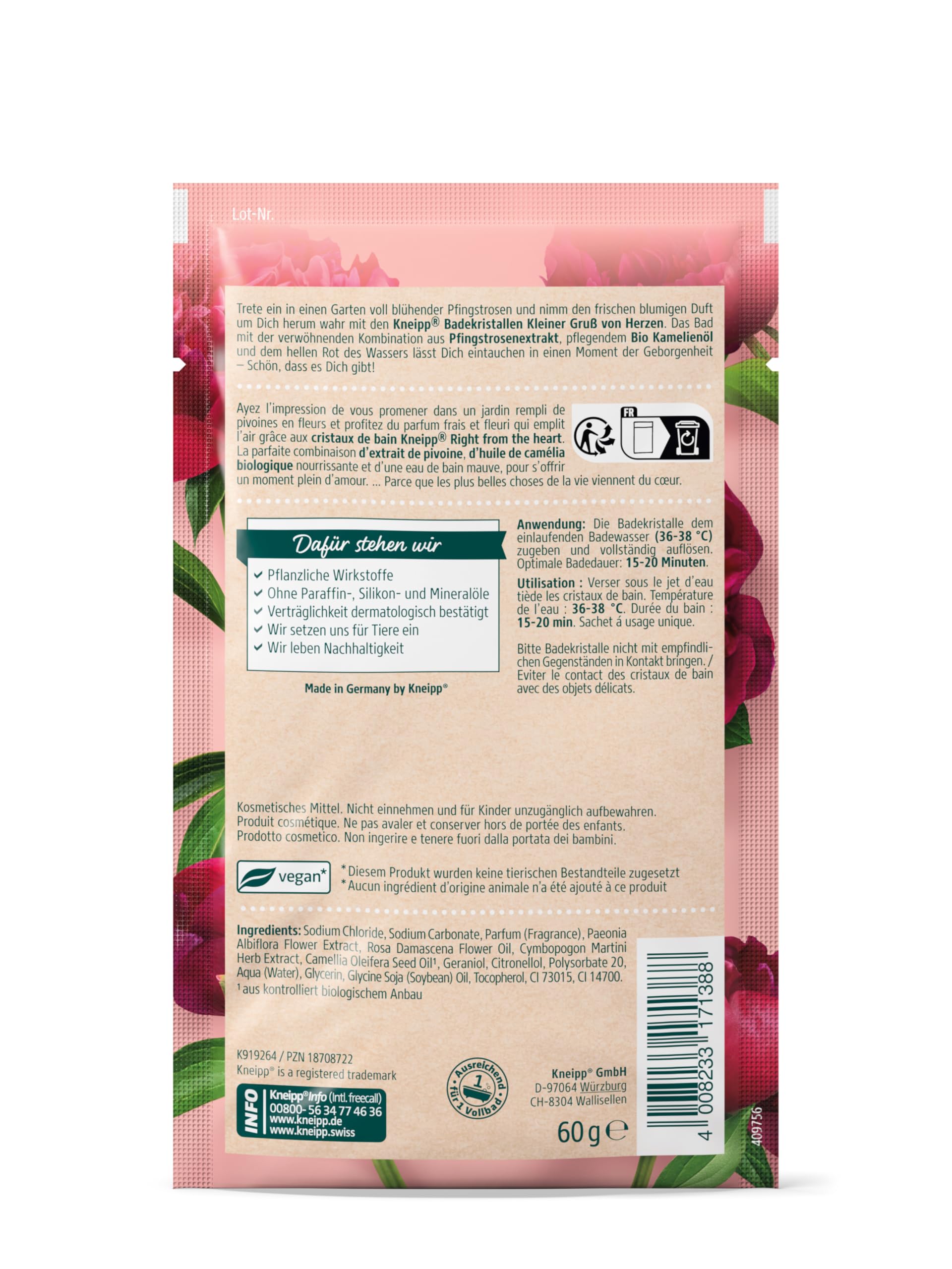 Kneipp Kamelia & Piwonia Sól do Kąpieli, 60 g