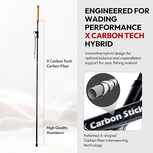 Miniatura 2 de Wading Staff  X Carbon Tech Carbon Fiber Wading Stick  Mango de corcho