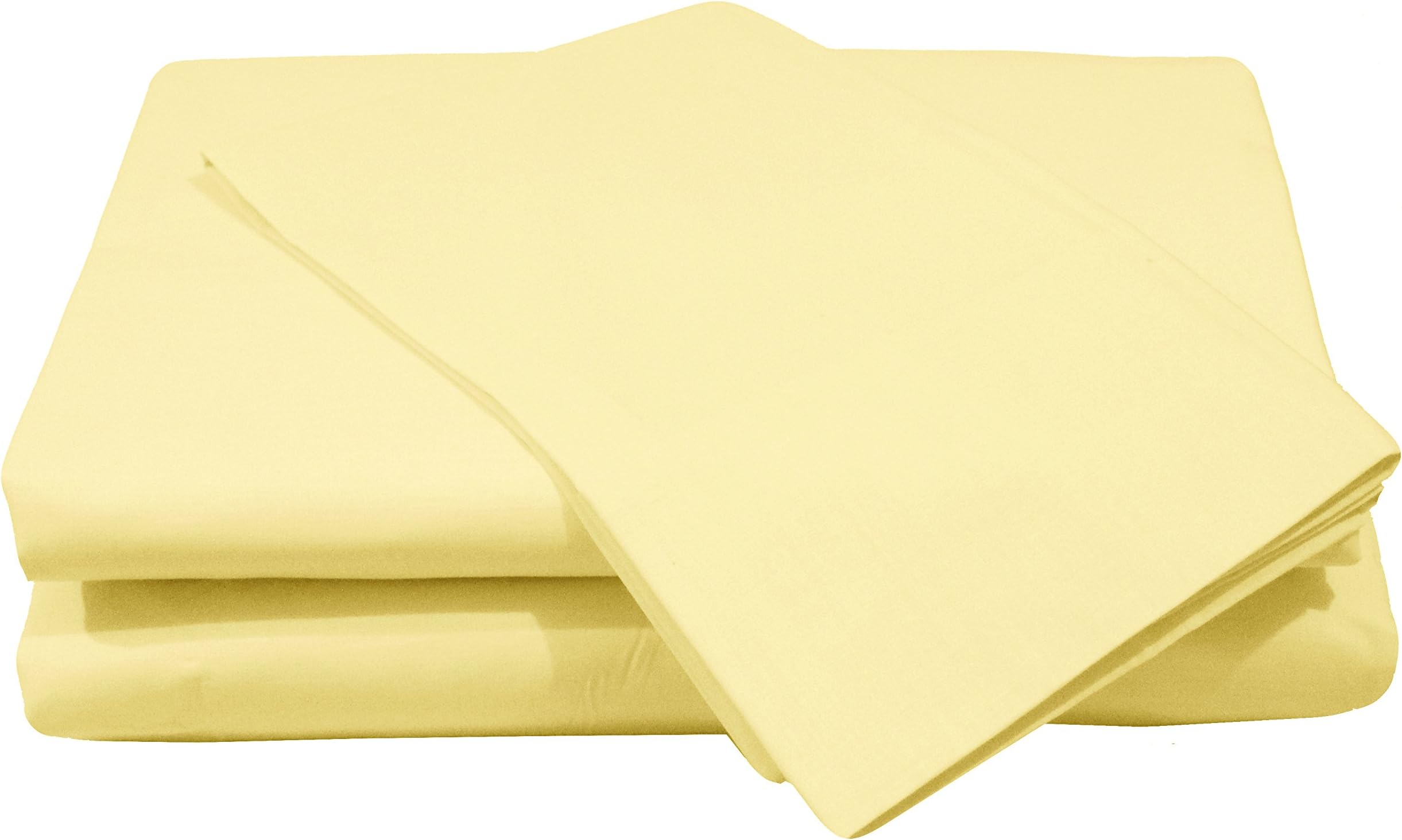 Maria Luxury Bedding & Linen Fitted Sheets - Luxury Plain Dyed Polycotton Bedding Bed Fitted Sheet (Single, Lemon)