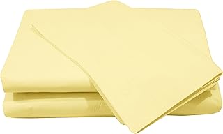 Maria Luxury Bedding & Linen Fitted Sheets - Luxury Plain Dyed Polycotton Bedding Bed Fitted Sheet (Double, Lemon)