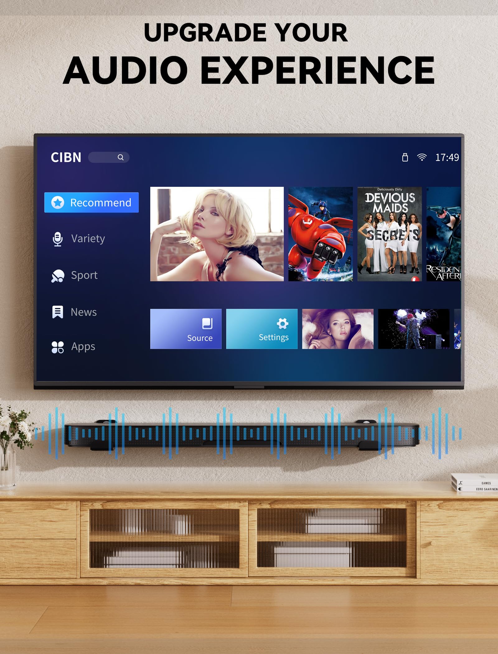 Soporte de barra de sonido, (2 juegos) soportes de pared para altavoces debajo de la TV, montaje de estante de barra de sonido resistente de 3.4 a 5.8 pulgadas para Samsung, Vizio, Lg, Sony