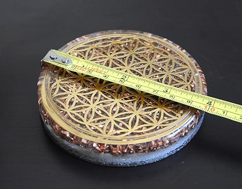 Miniatura 6 de ORGONITE ORGONE - Posavasos de 4 pulgadas, diseño de flor de la vida, placa de carga de agua, cúpula reversible