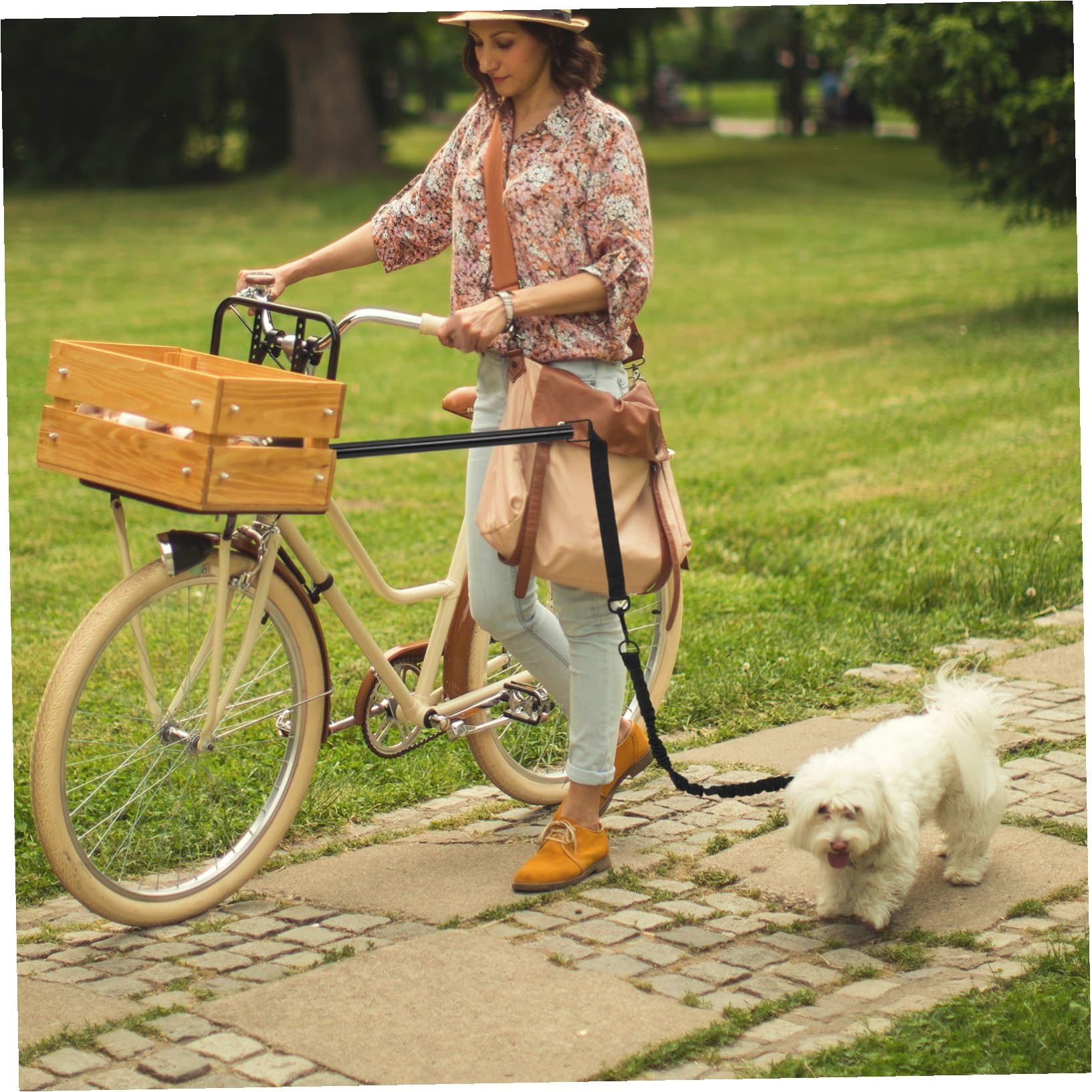 SHINEOFI Guinzaglio da Bici per Cani Staccabile, Tessuto Oxford e Lega, Resistente All’Usura, per Cani Piccoli e Medi, Passeggiate e Allenamento