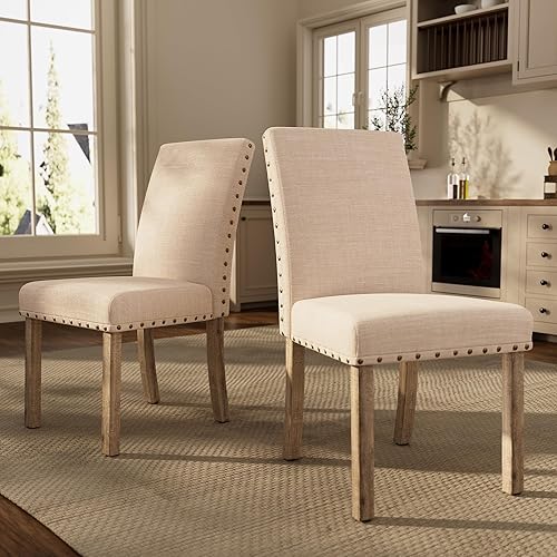 Miniatura 13 de Morden Fort Juego de mesa de comedor rústica para 6, sillas de comedor de cocina de granja para 6, encantadora mesa rectangular de madera de 60" y 6