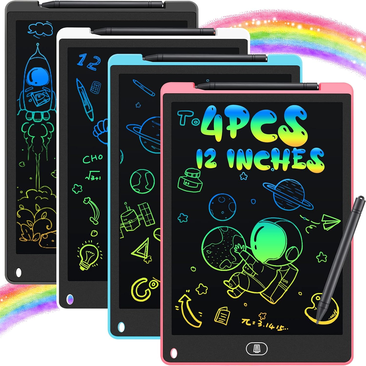 Amazon.com: 4 Pieces LCD Writing Tablet, 12 Inch Doodle Board, Portable ...