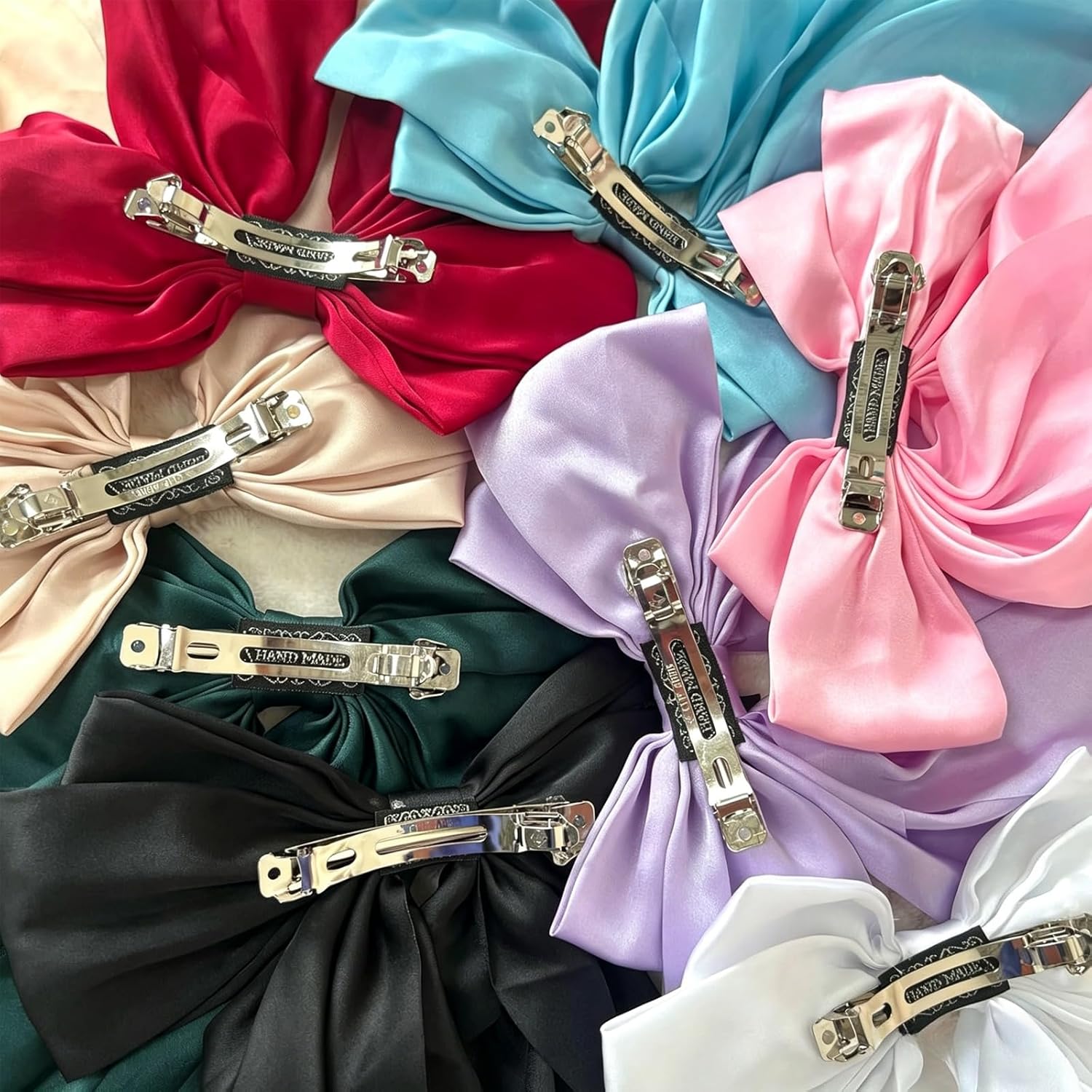 Custom Hair Bows with Embroidered Name,Silky Satin Hair Bows for Women Girls,Ribbon Bows for Hair, Big Bow Hair Clips with Long Tail,Cute Hair Accessories Gifts,Wedding Bridesmaid Gift (10pcs)