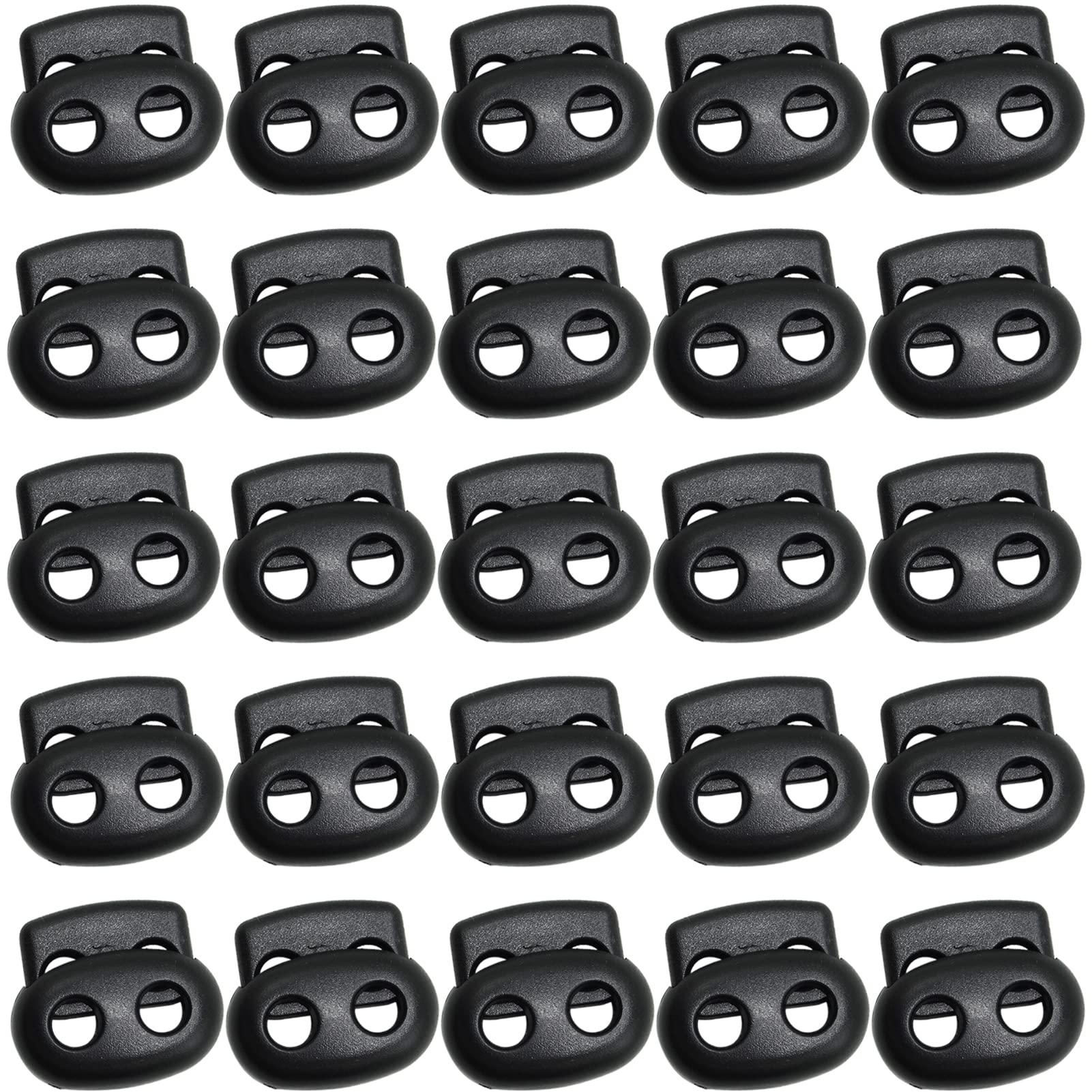 Szcxdkj Black 25 Pieces 2.4Cm Large Spring Cord Locks For Drawstrings Plastic Spring Toggles Stopper Slider Sliding Cord For Camping Hiking Shoelace Replacement Sports Backpacks Paracord