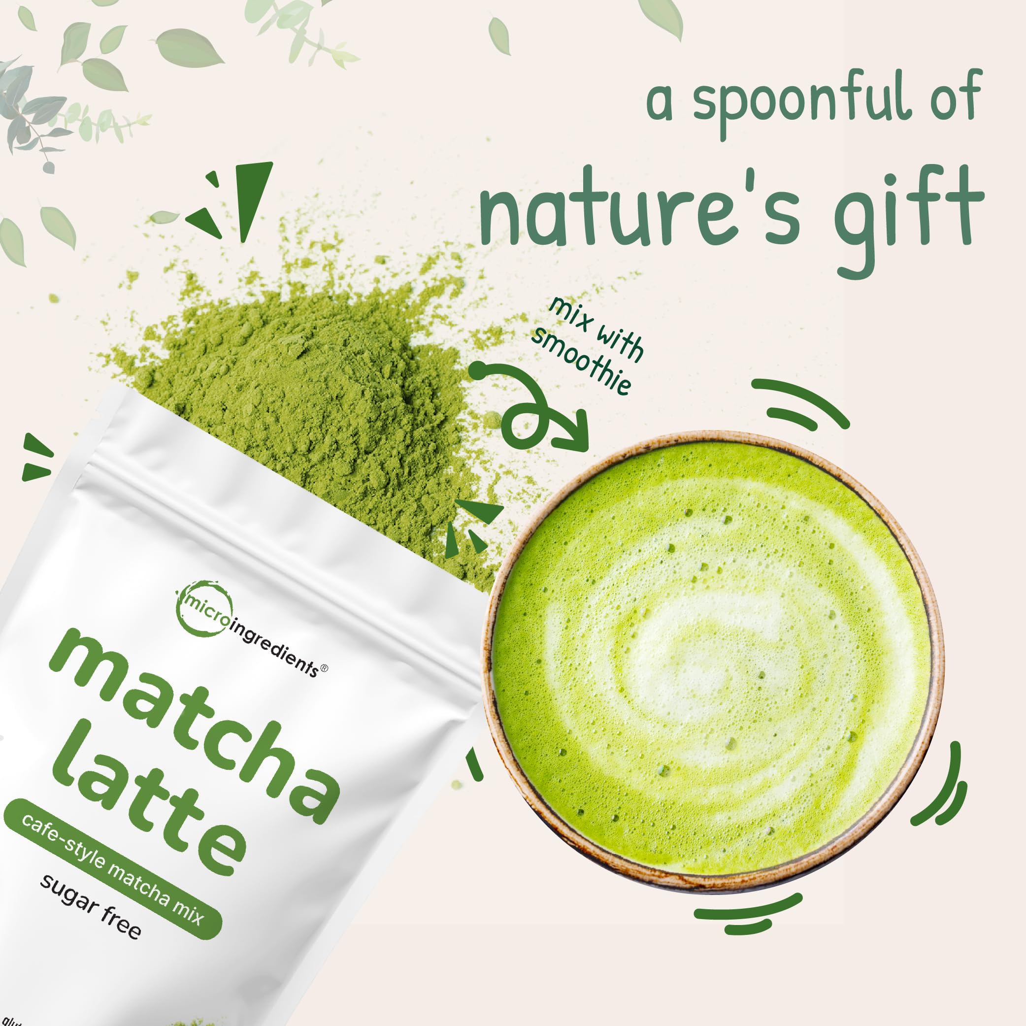 Matcha Latte Powder 2lbs Sugar Free Caf Style Drink Mix Sweetened Instant Matcha for Tea Smoothies Iced or — view 6