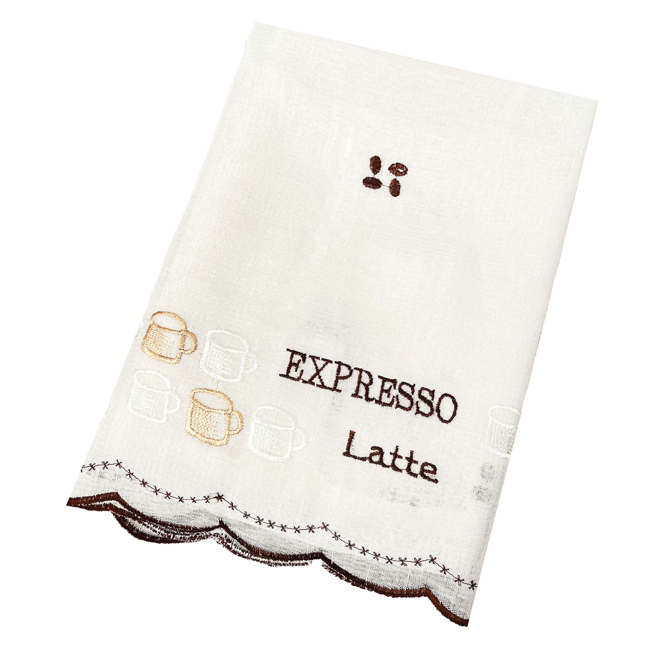 Meishida Cortina Corta Translúcida para Cocina, Visillo Cocina Ventana Blanca Decorativo para Hogar Sala Comedor Balcón y Cocina (Café, 90 x 150 cm)