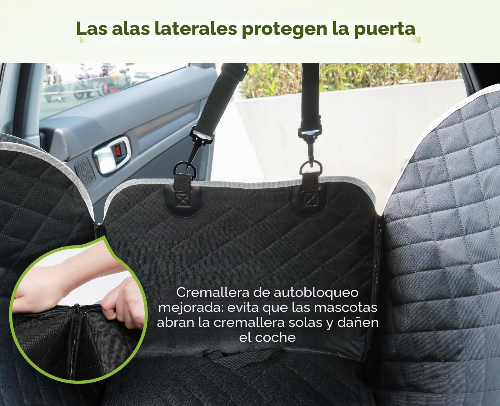Pecute Funda Perros Coche, Funda de Asiento para Perros Impermeable y Resistente, Protector Coche Perros con Rejilla Flexible Pasar Aire, Universal para SUV, Camión, Transportar y Viaje (Negro)