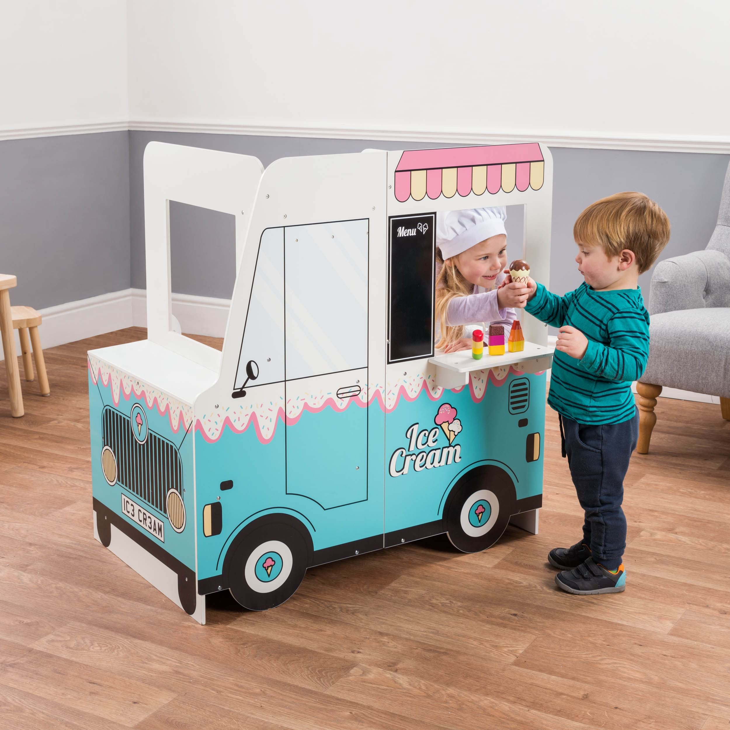 Buy Playhouse Ice Cream Van, Wooden Ice Cream Truck, Role Play Toy for