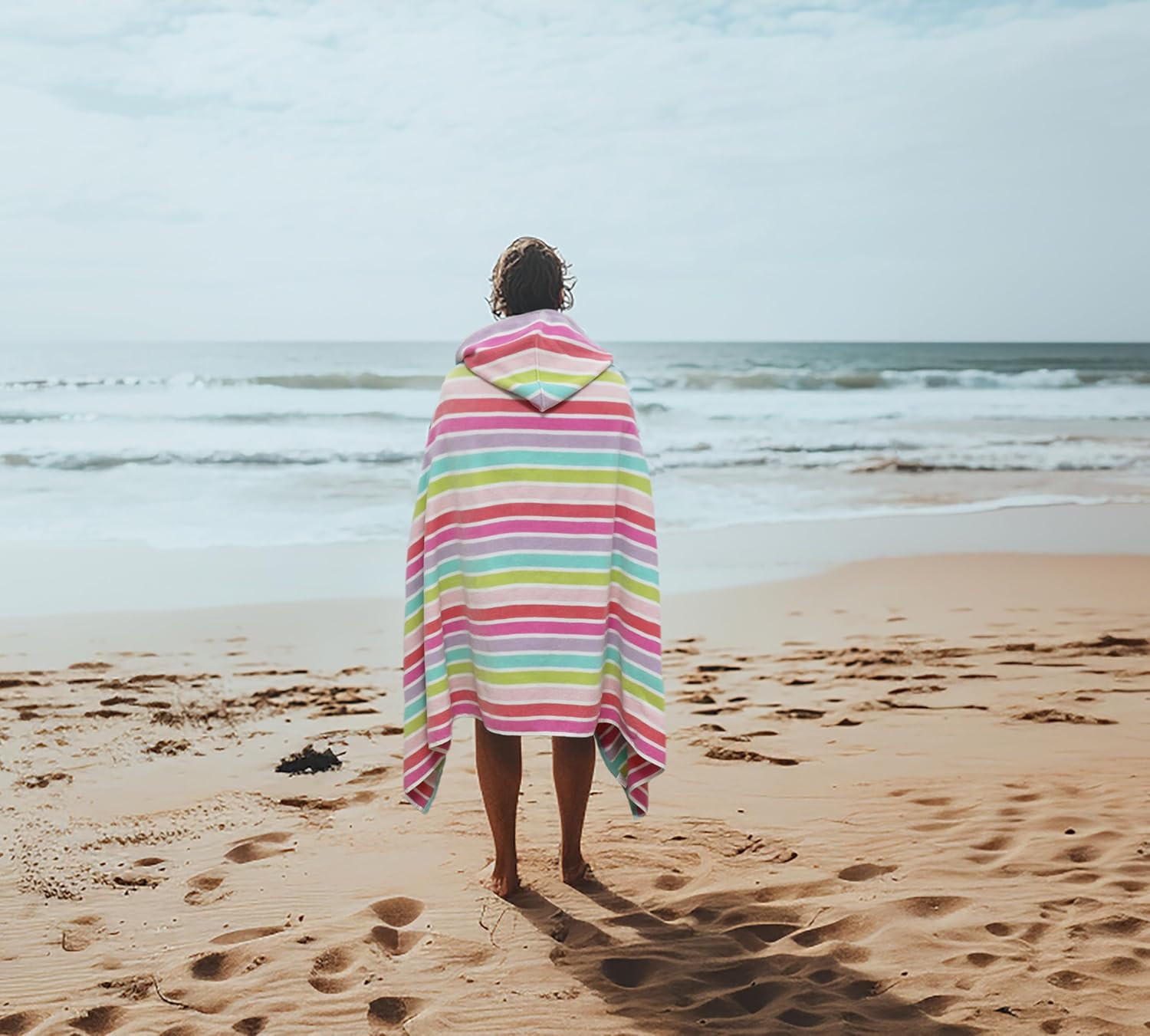 COTTON CRAFT Hooded Beach Towel – Oversized 35 x 70 Towel with Hood for Adults - 100% Cotton Velour Dobby Terry Towel - 450 GSM Pool Bath Wrap - Soft Absorbent Quick Dry – Pink Multi
