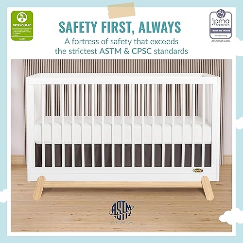 Miniatura 2 de Dream On Me Hygge - Cuna convertible 5 en 1 en roble vintage envejecido, certificado JPMA y Greenguard Gold, hecha de madera de pino sostenible,