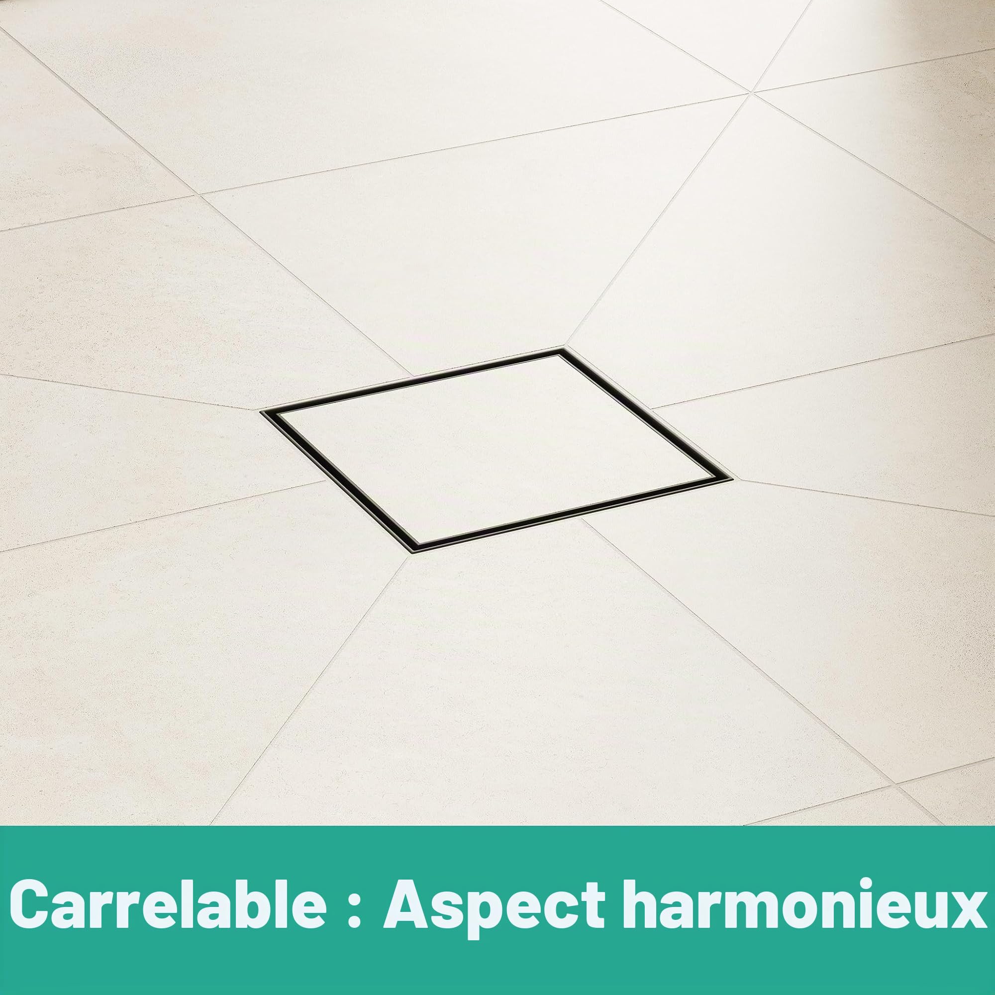 hansgrohe RainDrain Point - Siphon de douche 15 x 15 cm à carreler, Siphon de sol carrelable, Acier inoxydable brossé, 56249800