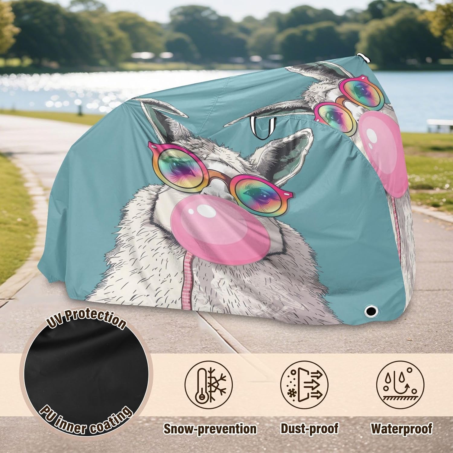 ALAZA Funny Llama Rainbow Glasses Bike Cover Waterproof Outdoor Ebike Bicycle Covers Tarp Protection for 1/2 Bikes, Sun UV Dust Wind Proof