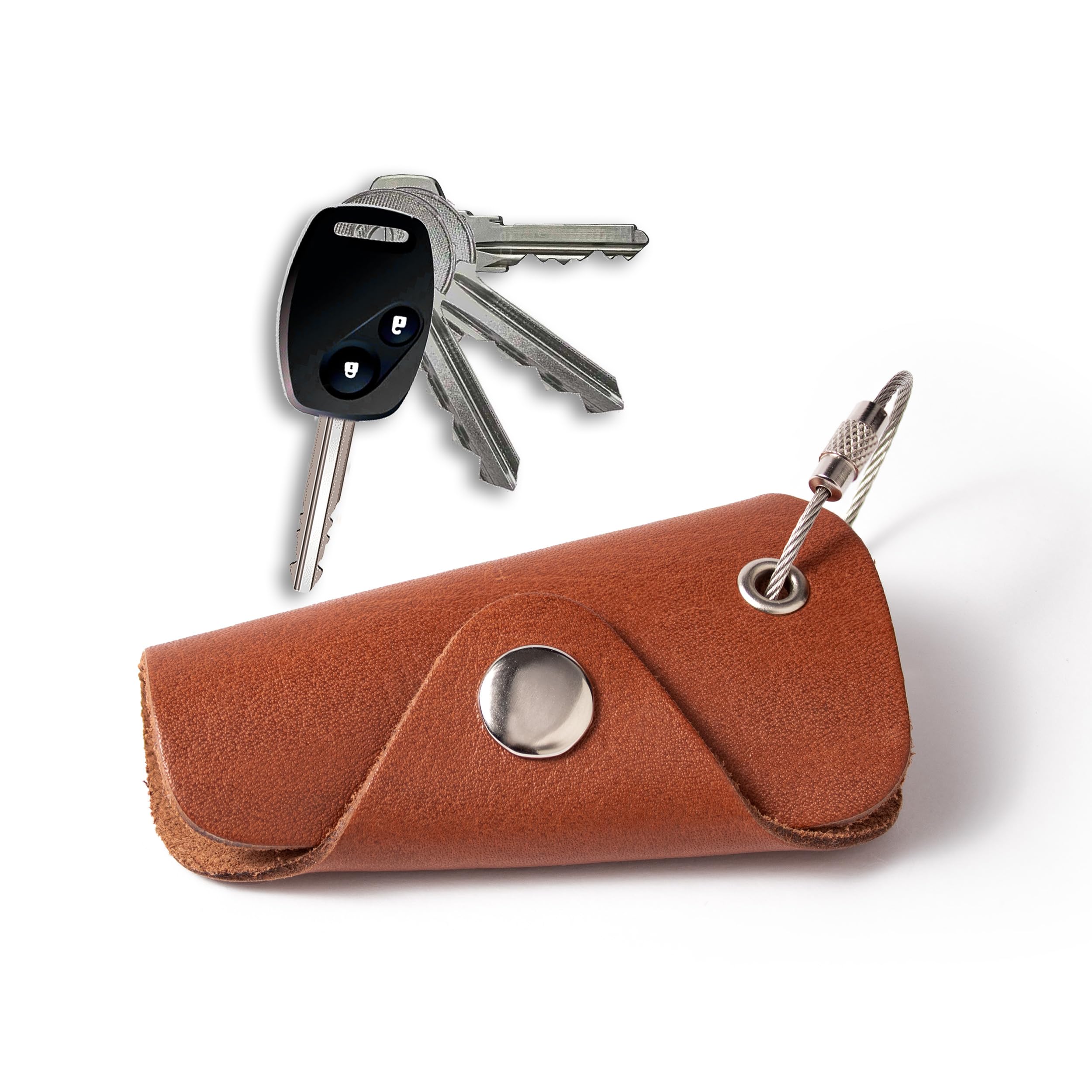 LA CHUECA POLO Organizador de llaves de Bolsillo Llavero de Cuero Genuino Funda protectora de Piel 100% auténtica