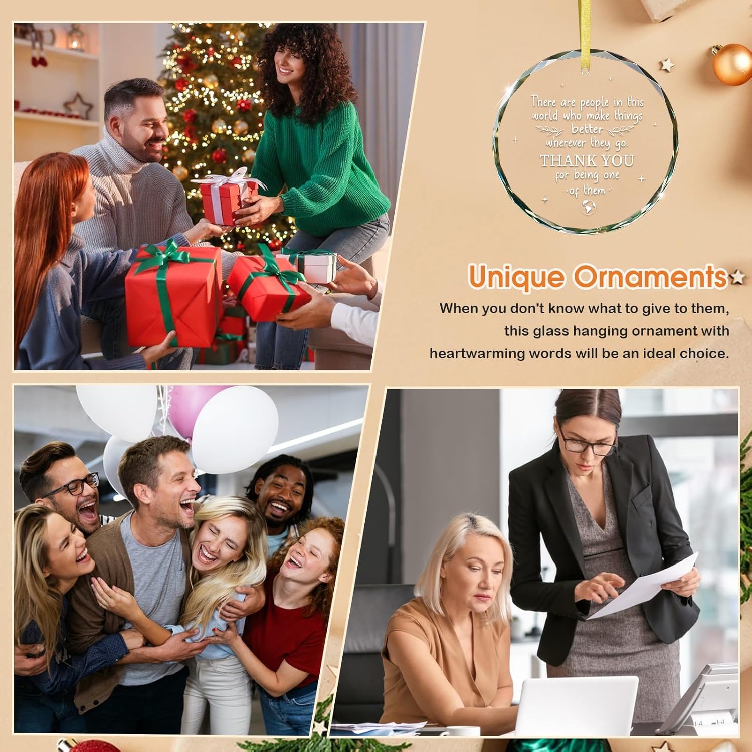 FaCraft Thank You Gifts for Women Men - Teacher Appreciation Gifts Glass Ornament Thank You Gift for Coworkers Friends Nurse Boss Employee Manager Mentor Birthday Retirement Going Away - Image 8