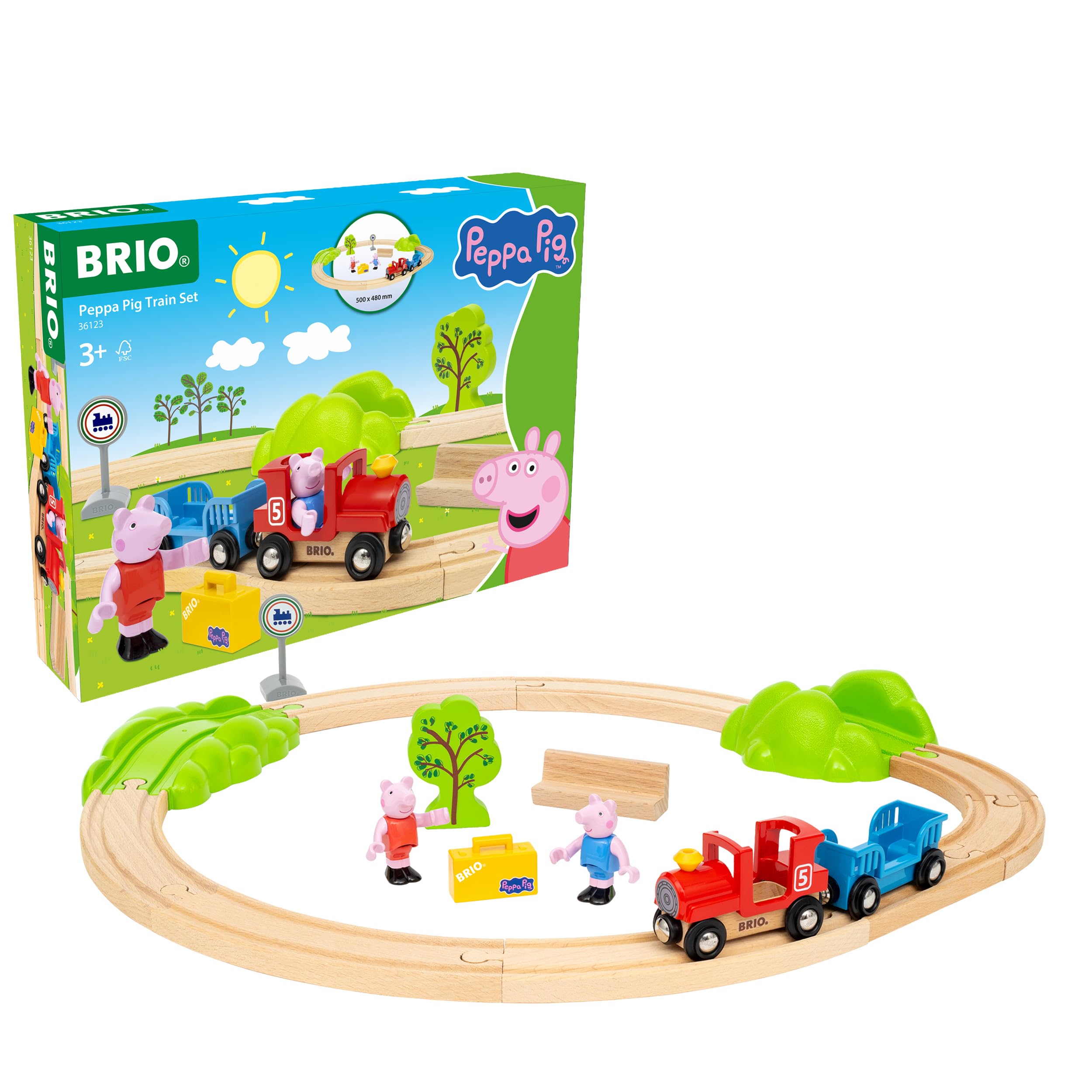 BRIO World Peppa Pig Starter Set Travel Toy Train Set for Kids Age 3 Years Up - Wooden Toddler Toys & Games