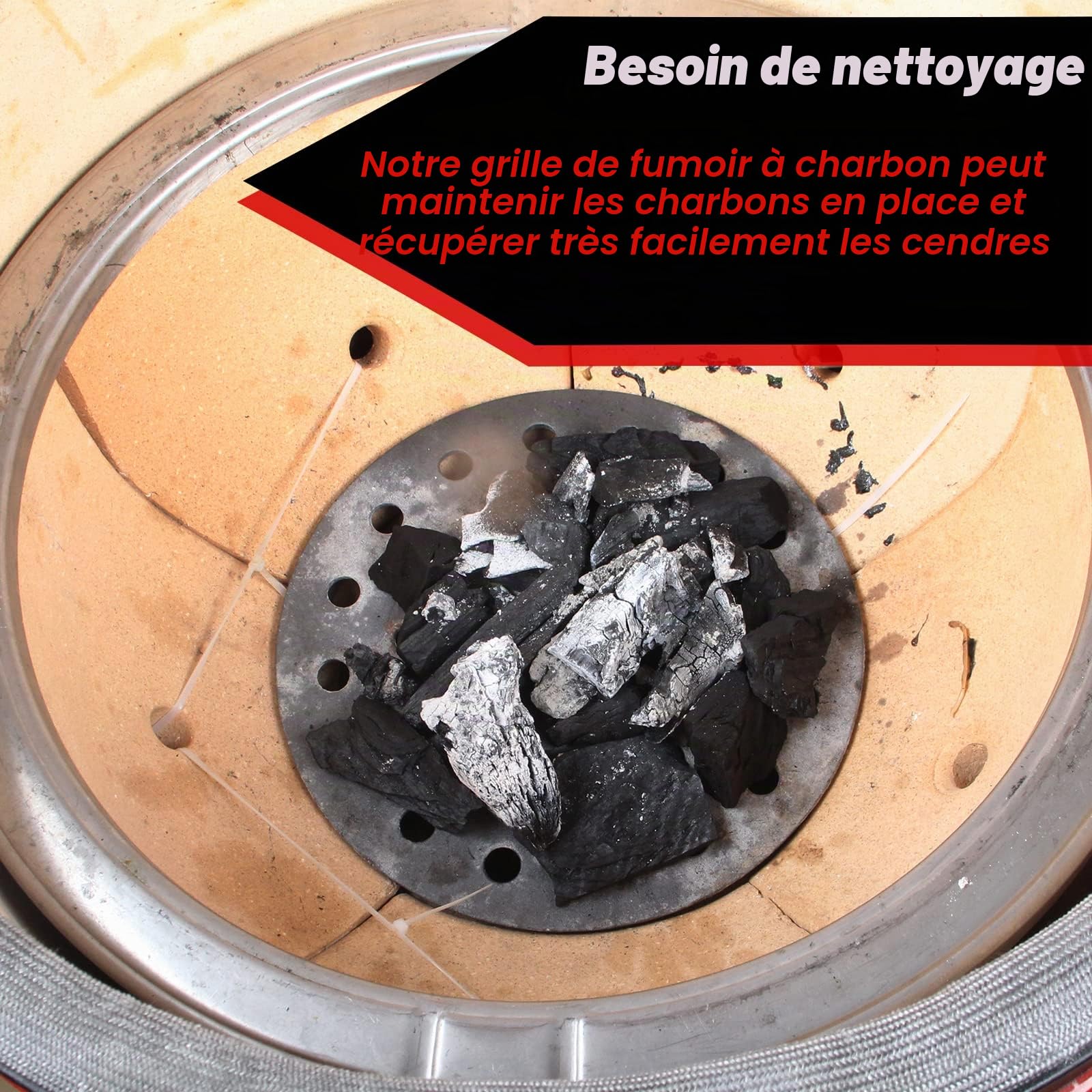 Dracarys Grille à charbon en fonte de 26,7 cm, plaque de charbon de bois haute température pour Kamado Joe Classic Weber Smokey Joe Fire Pit Boss Pièces de rechange pour grille à charbon de bois -