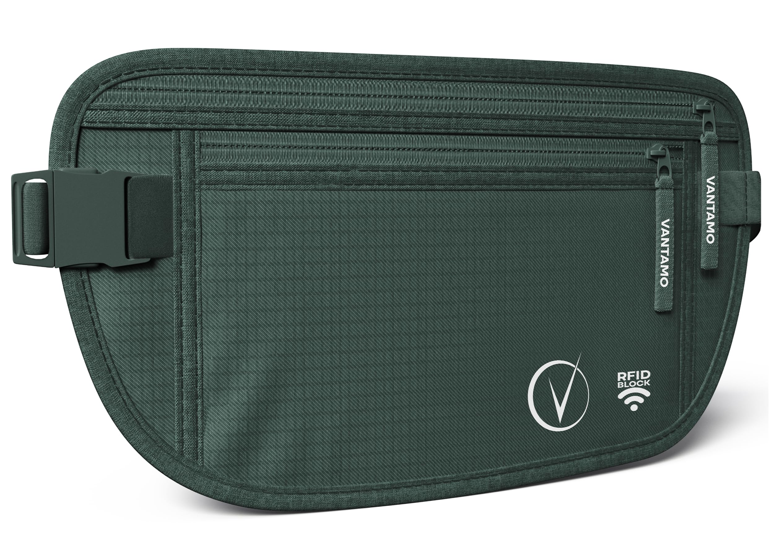 Vantamo Geldgürtel für Reisen, versteckt, RFID-geschützte Taillen-Brieftasche, passend für Reisepass und Telefon mit Abdeckung