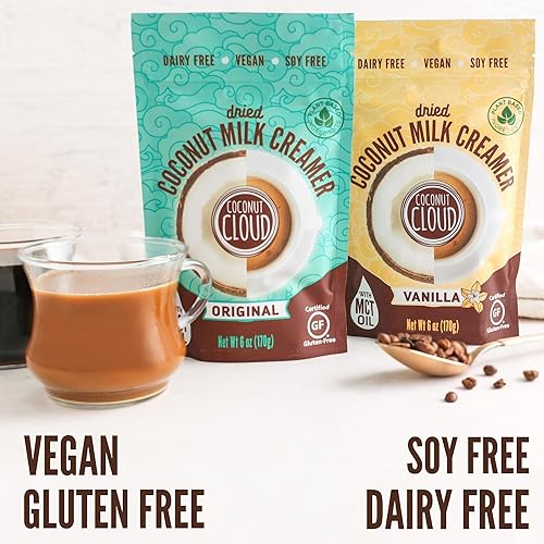 Miniatura 4 de Coconut Cloud Crema para café vegana de larga duración, aptas para dietas cetogénicas, leche de coco en polvo sin endulzantes, bajo contenido de