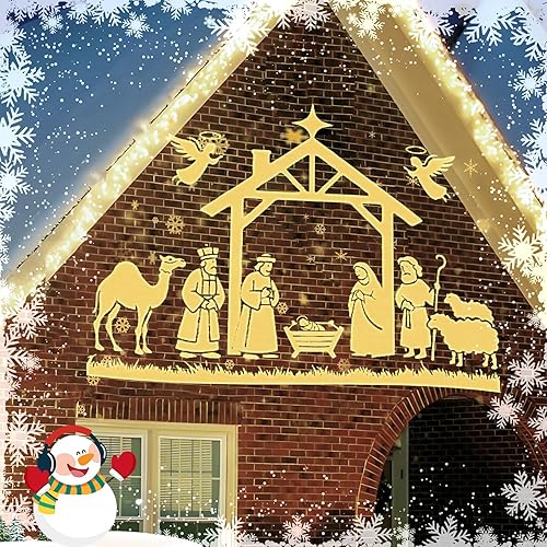 Miniatura 5 de Luces de proyector de belén de Navidad al aire libre en interiores - 2025 mejora 3D dinámica decoración de Navidad de Jesús, luces de proyector de