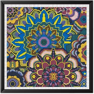 FREEBLOSS 11CT Cross Stitch Kit Stamped Cross Stitch Craft Kit with Stitching Guide for Beginners Layered Flowers Embroidery Set Crossstitch Wall Hanging Set 17.7 * 17.7inch