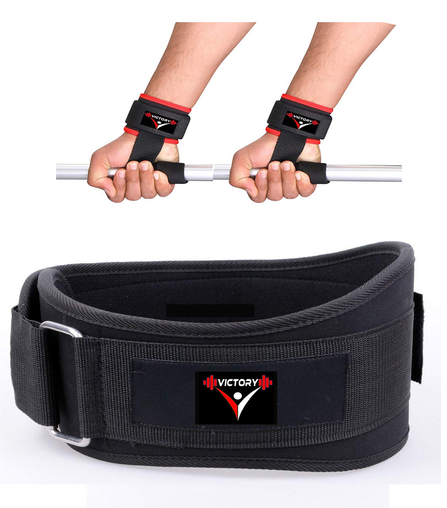 VICTORY Fitness Combo 4.5’’ Inch Wide Weightlifting Gym Belt Back Support & Abdomen Support and (1 Pair) Wrist Support Power Weight Lifting Bar Straps # Men # Women (Medium (30"-34")) (B085F2WSQD) Amazon Price History, Amazon Price Tracker