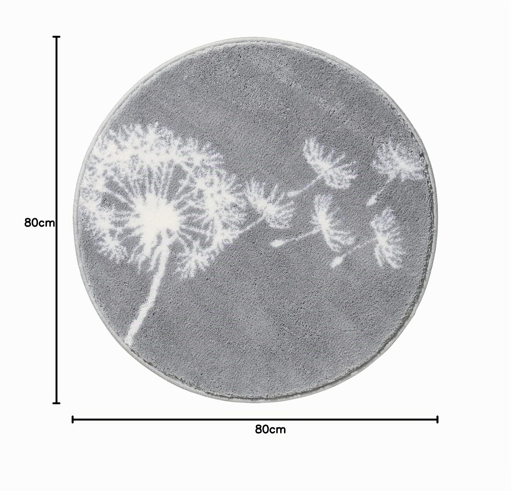 Erwin Müller Badematte, Badteppich, Badvorleger Pusteblume Prasonisi grau Größe rund: 80 cm Ø - rutschhemmend, flauschig weich, für Fußbodenheizung geeignet