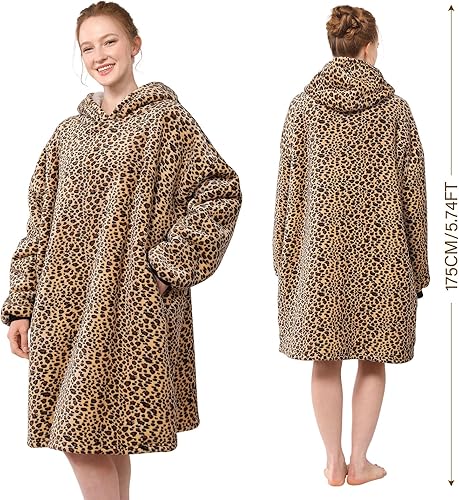 Vista 2 de LetsFunny Manta con Capucha, Sudadera Manta de Forro Polar Sherpa de Gran Tamaño Usable, Súper Suave Cálida y Acogedora con Bolsillo Gigante