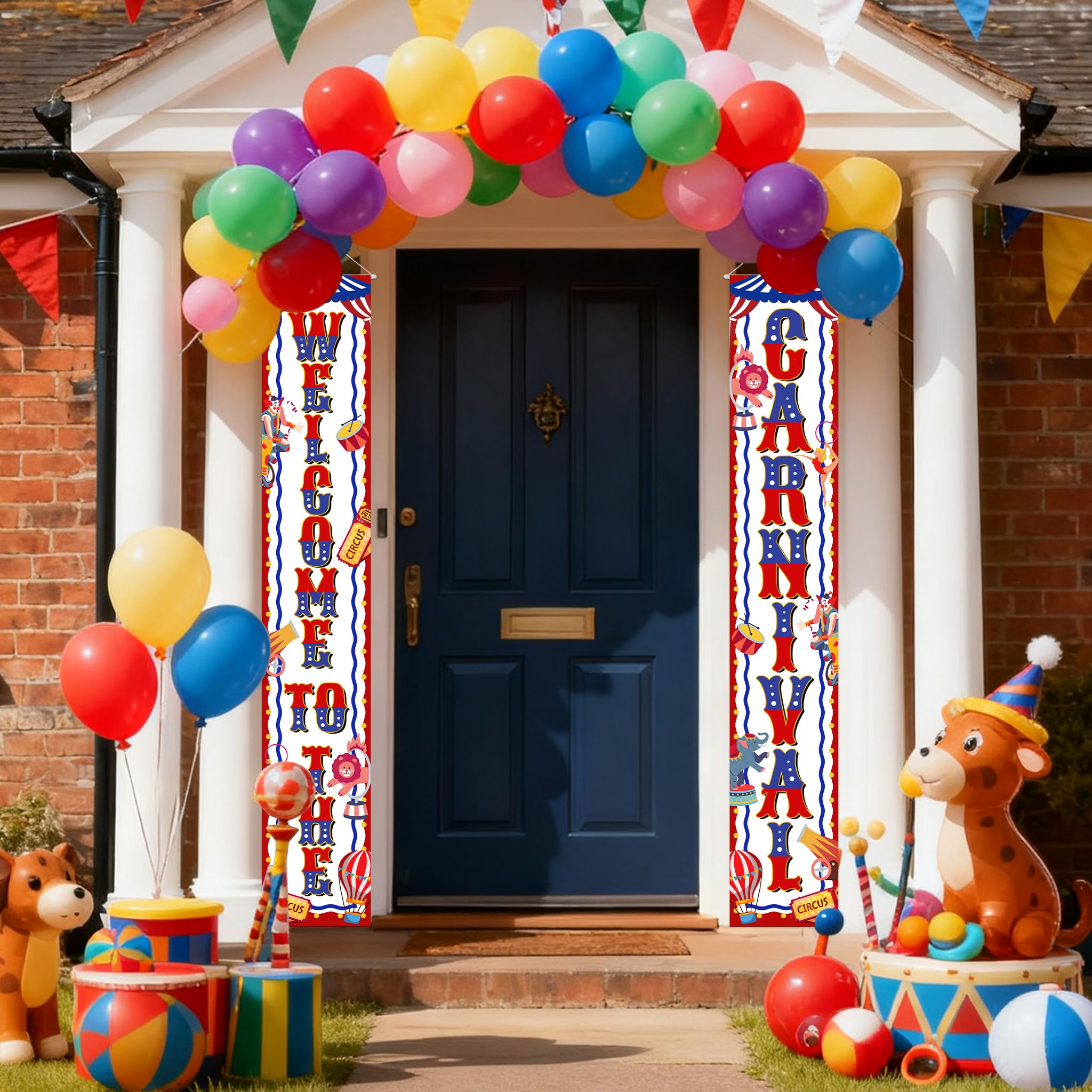 Circus Door Banner - Welcome to the Carnival - Carnival Circus Porch Banner Red Blue, 5.9×1 Ft, 180 cm x 30 cm - Image 4