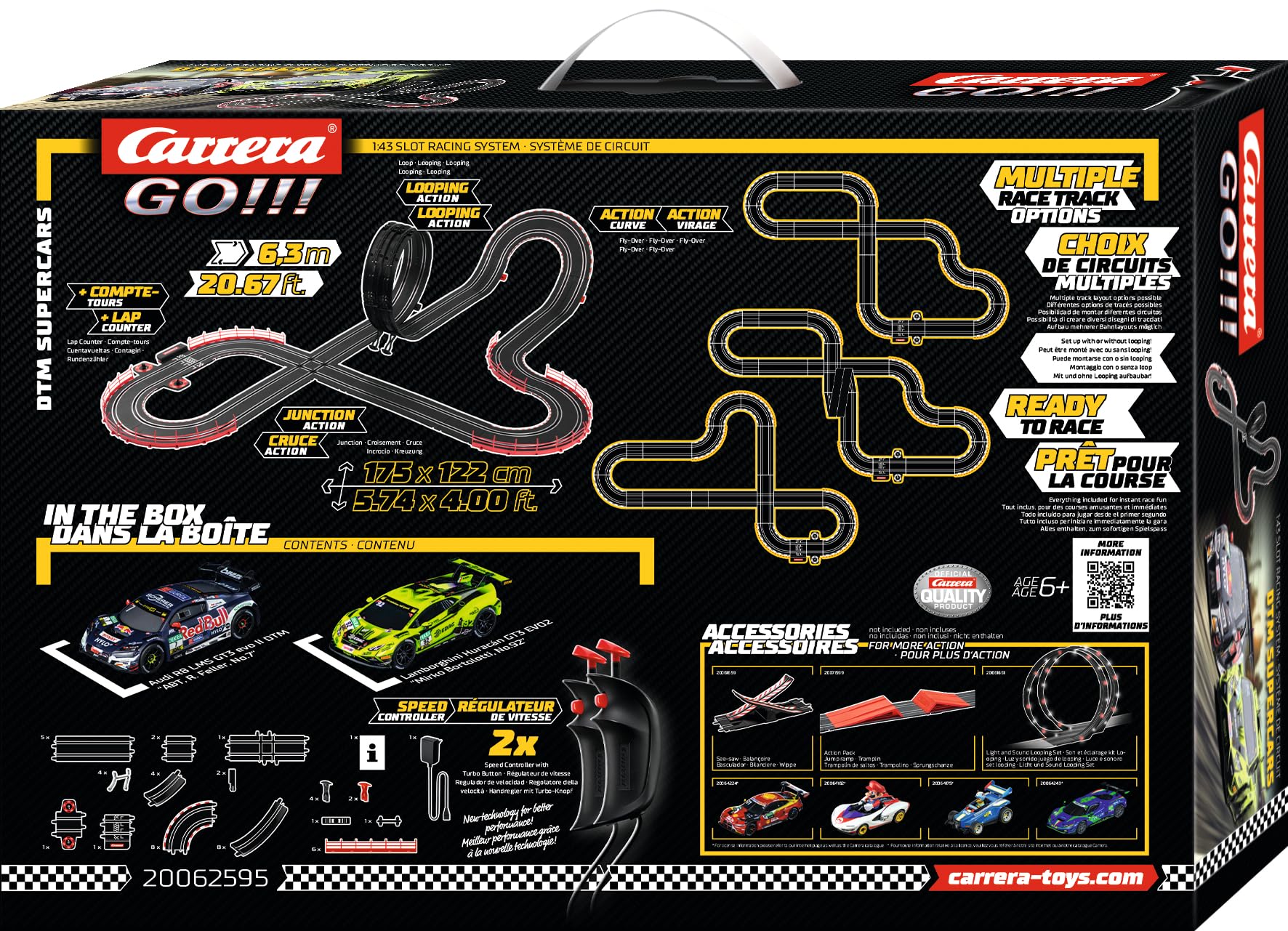 Carrera Go - Set di pista giocattolo da corsa elettrica per bambini, scala 1:43, DTM Supercars