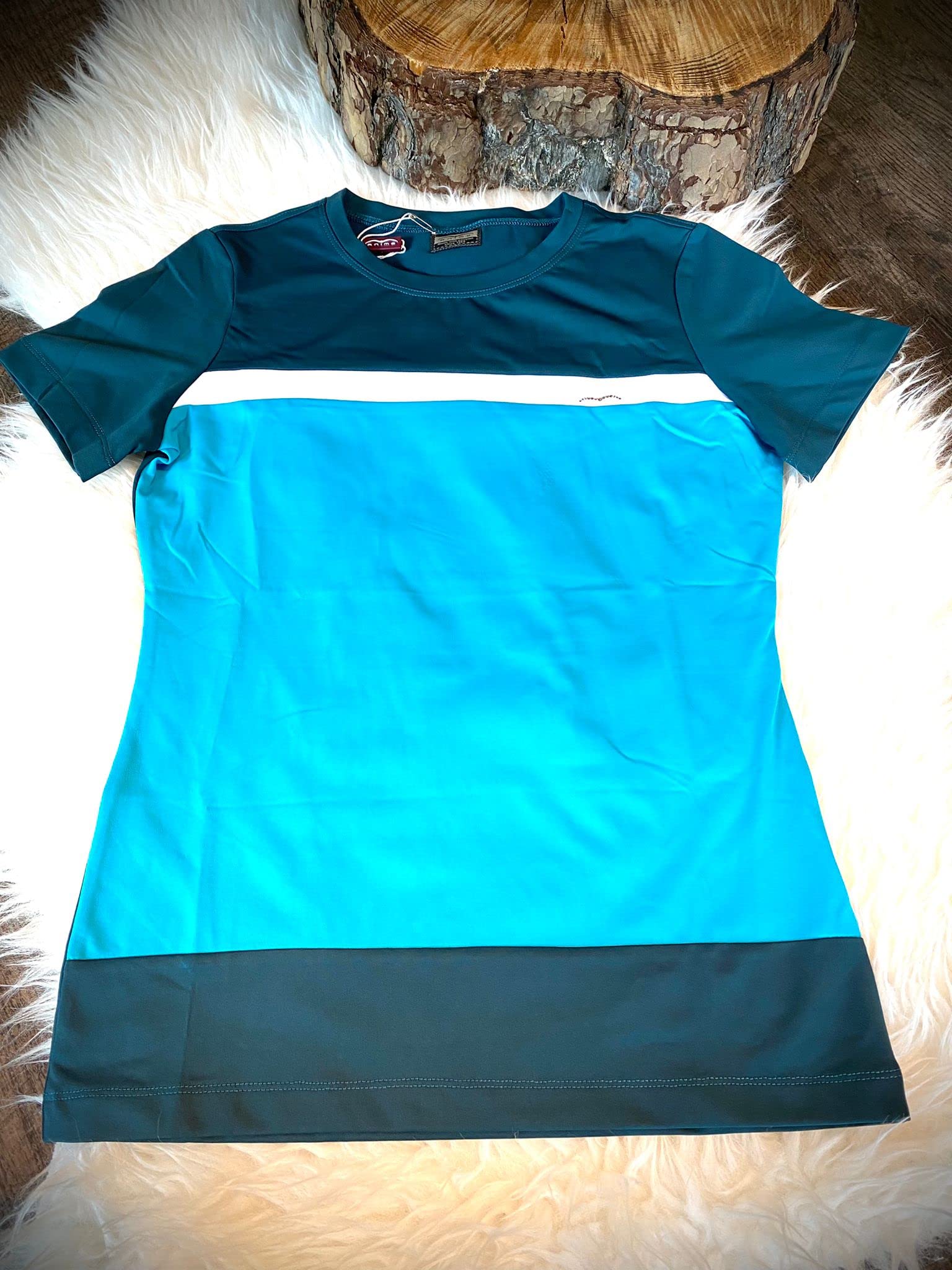 Animo Feji Damen Turniershirt T-Shirt Petrol/türkis mit weißem Streifen und silbernem Logo FS/22