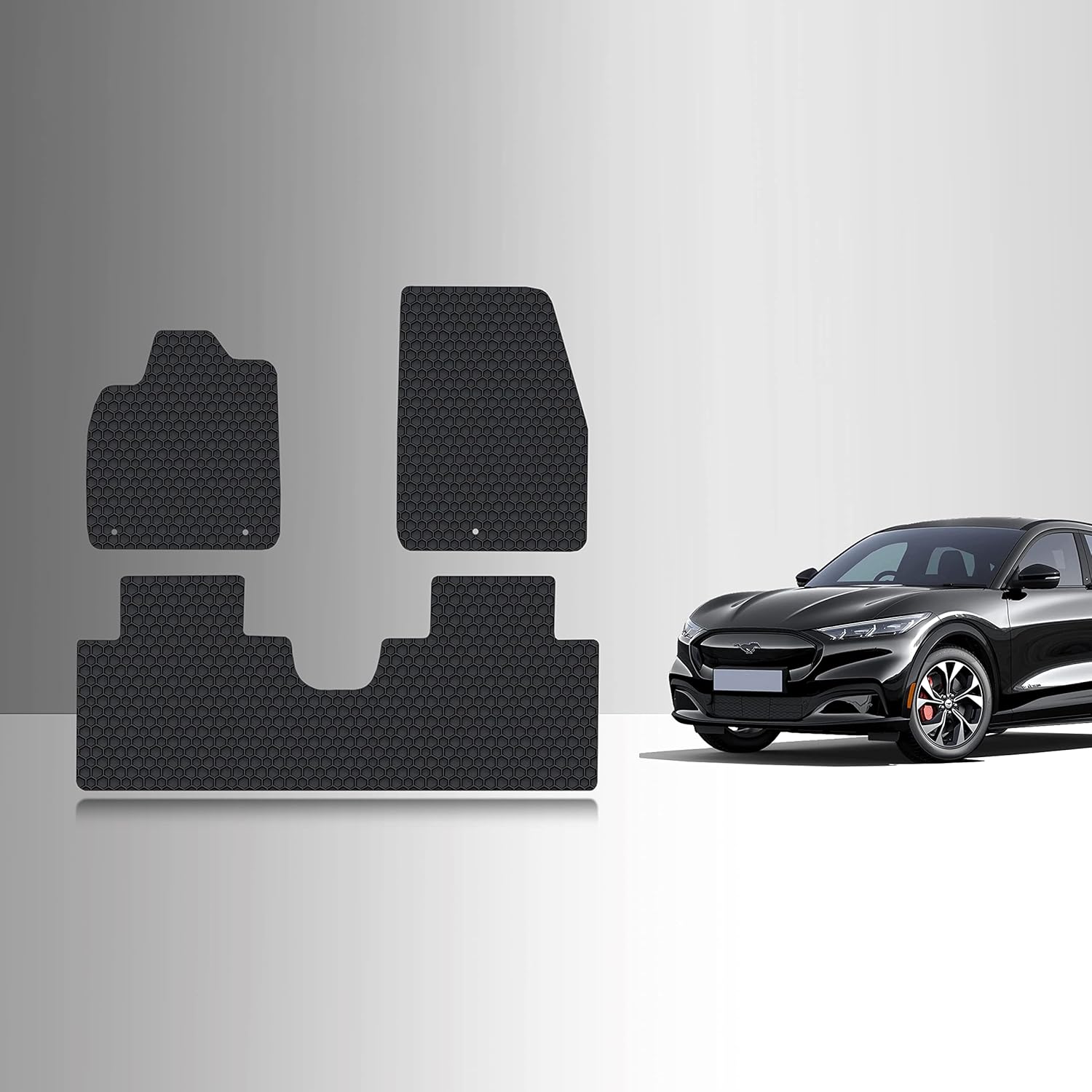 TOUGHPRO Floor Mats Accessories Set (Front Row + 2nd Row) for Ford Mustang Mach E All Weather Heavy Duty (Made in USA) Black Rubber 2021 2022 2023 2024