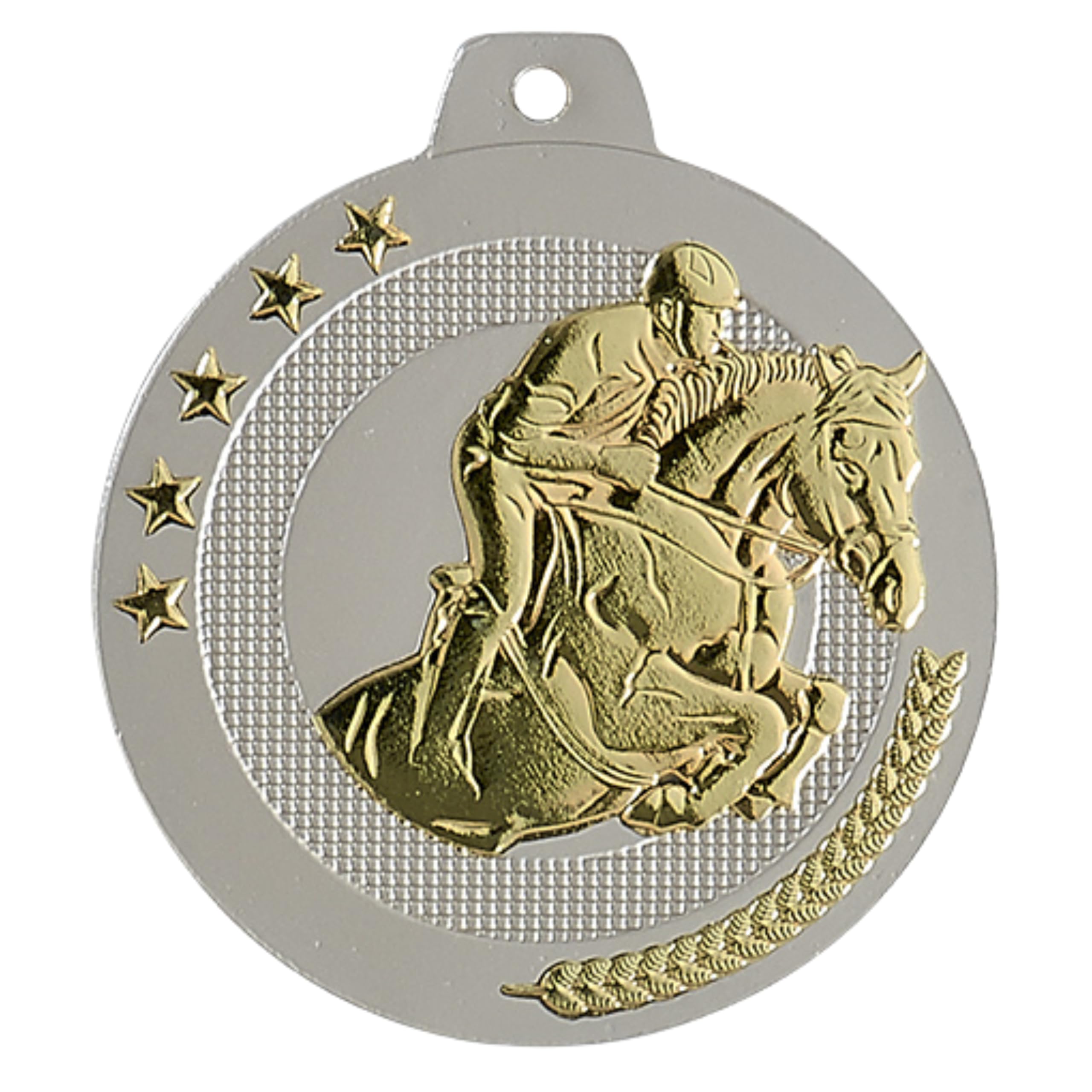 Reitsport Medaille 50 mm, Sportmedaille aus Eisen, Auszeichnung für Reitturnier, Springreiten, Dressur & Pferdesport, Medaillon für Sieger und Teilnehmer | Aus Eisen