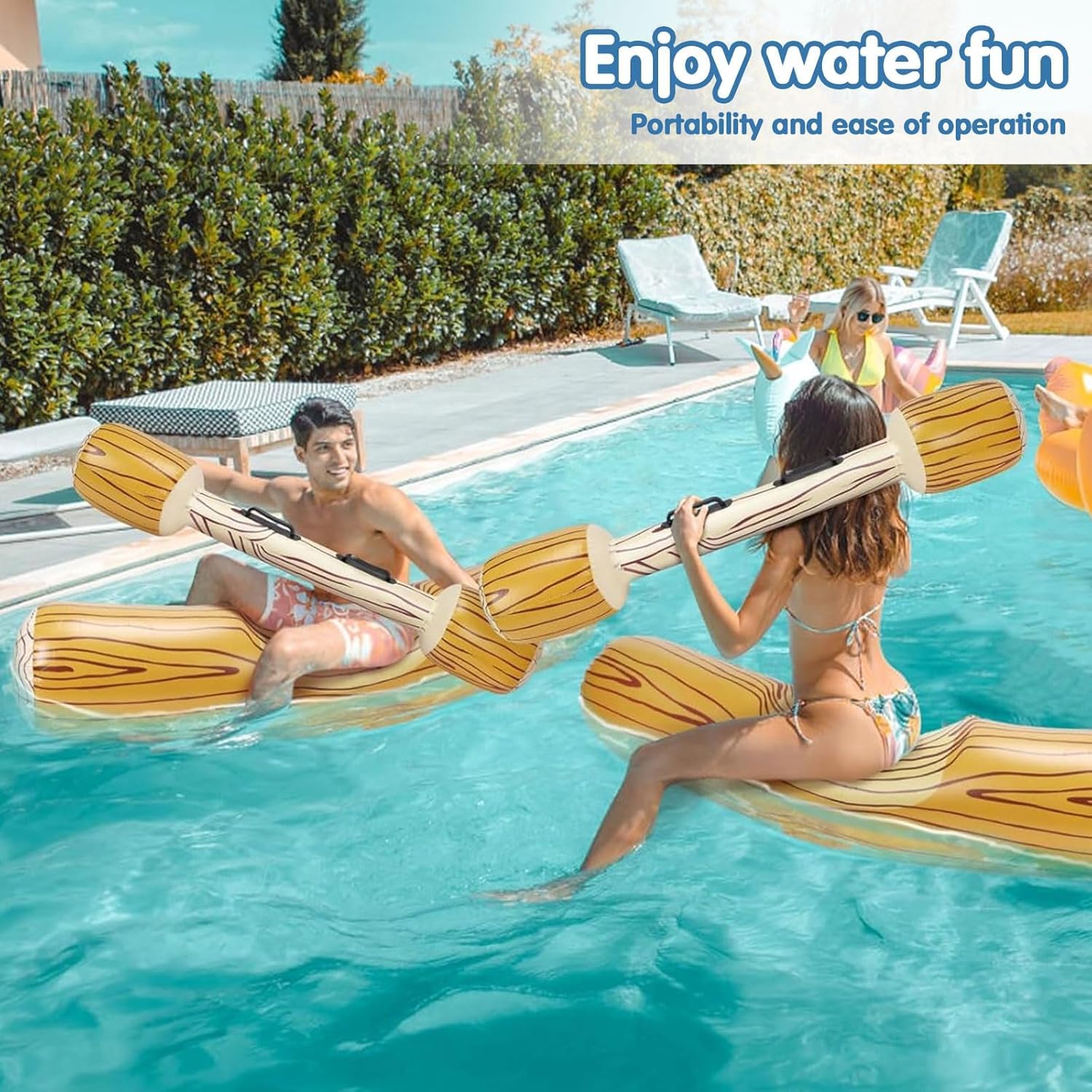 4 Pz Set Giocattoli Gonfiabili Galleggianti a Remi, Da Mare, Battle Log Pool Zattere Festa, Festa in Piscina Giochi Sportivi Acquatici Zattere Originali Giocattoli Galleggianti per Adulti