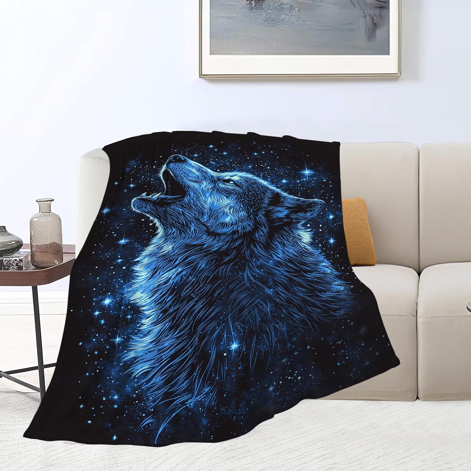 Wolf Blanket, Wolves Decor Throw Blankets, Wolf Gifts for Men Boys Girls Women Lover Adult Cozy Fleece Flannel Bedding Stuff Animal Plush for Couch Sofa Bed 50"X40" - Image 3